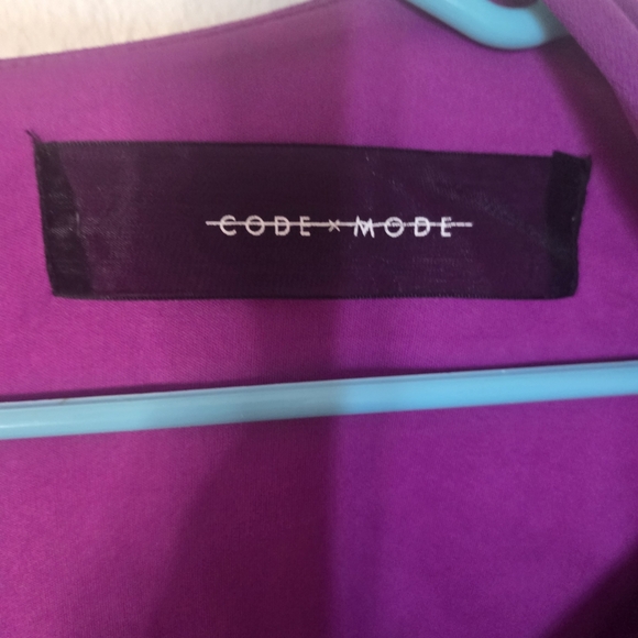 Code x Mode Purple Long Sleeve Draped Cocktail Bodycon Mini Dress New Medium - Picture 3 of 5